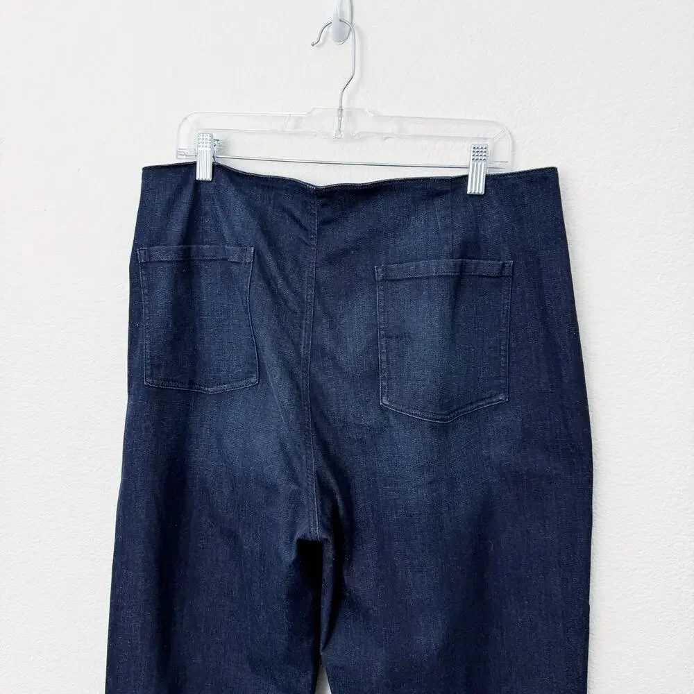 [Eileen Fisher] Dark Wash High Rise Organic Cotton Denim Tapered Fit Jeans Sz 14